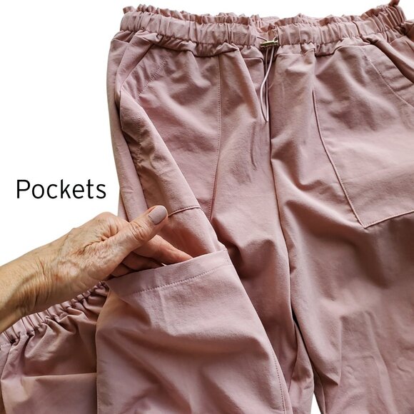 Y2K Parachute Pants Dusty Pink Lightweight Quick Dry Wide Leg Size M - Picture 8 of 16
